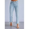 thumbnail image 4 of Women'S Jeans High Waisted Pants Summer Fashion Straight Leg Raw Hem Denim Pants Light Blue M, 4 of 7
