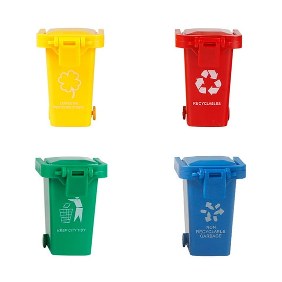 4 Pieces Kids Toy Push Vehicles Garbage Cans Mini Truck's Trash Cans