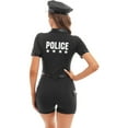Jowowha Women's Police Officer Uniform Costume Bodycon Jumpsuit Shorts