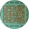 thumbnail image 1 of Ahgly Company Indoor Round Persian Turquoise Blue Traditional Area Rugs, 3' Round, 1 of 4