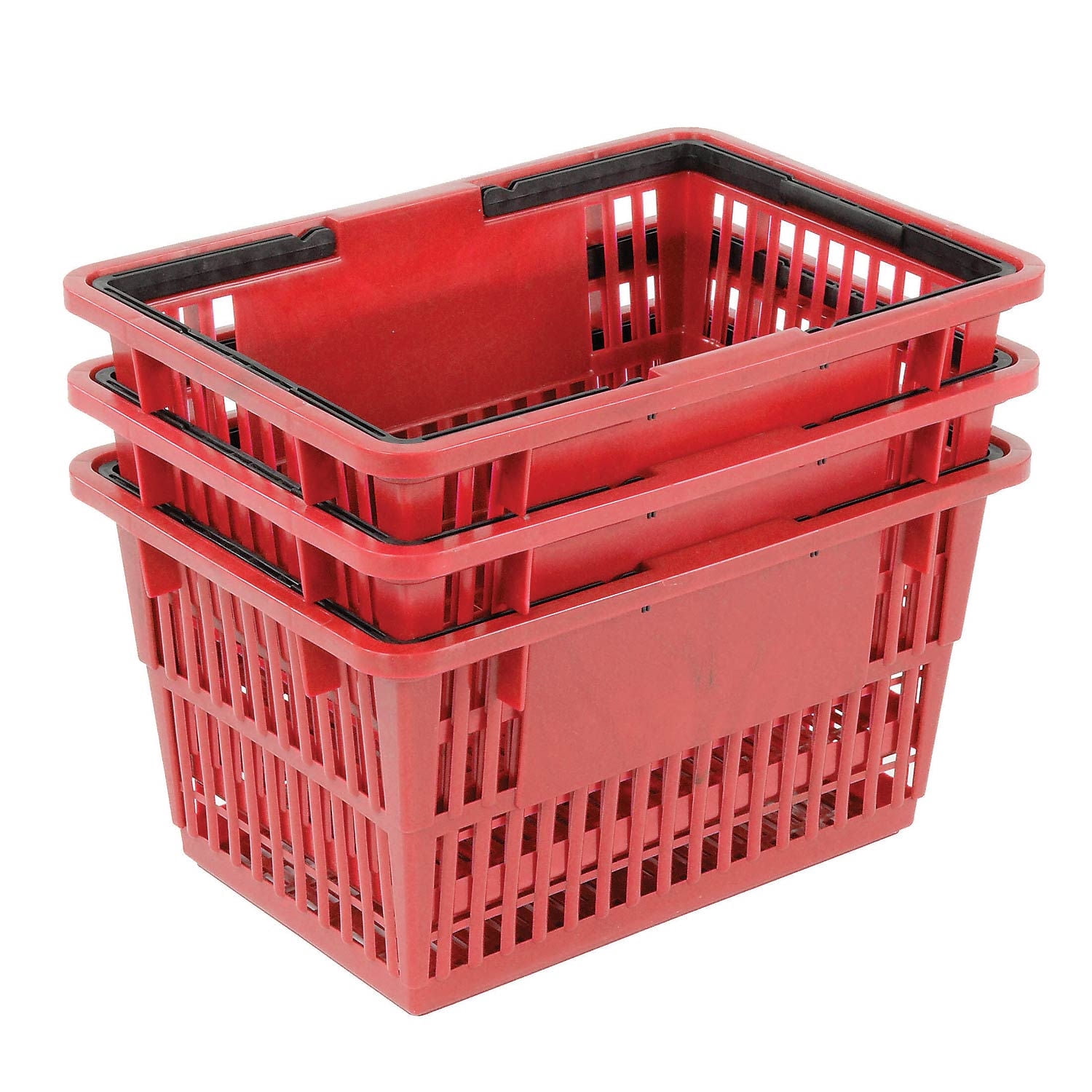 Good L ® Standard Plastic Shopping Basket with Plastic Handle 20 Liter 17"L x 12"W x 9"H Red