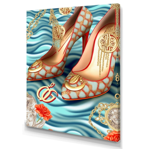 Designart Retro Art Deco High Heel Shoe IV Canvas Wall Art
