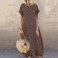 thumbnail image 2 of Rutainlusire Womens Dresses Women Plus Size Pockets O-Neck Polka Dot Printing Short Sleeve Casual Long Dress, 2 of 4