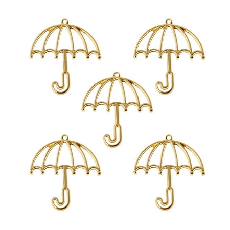 

Sofullue 5x/Set Gold Umbrella Resin Frame Open Bezel Setting Blank Pendant Frame w/ Loop