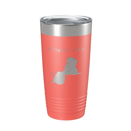 Alligator Lake Map Tumbler Travel Mug Insulated Laser Engraved Coffee Cup Osceola Kissimmee Florida 20 oz Coral
