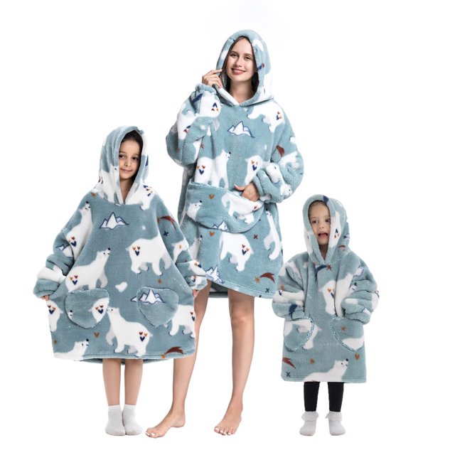 Wearable Blanket Hoodie for Adults Sherpa All Patterns Oversized Sweatshirt Blanket with Pockets
