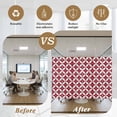 thumbnail image 5 of Red Geometric Window Privacy Film, Vintage Rhombus Circle Texture Static Cling UV Sun Blocking Heat Control Window Tint Day and Night, Non-Adhesive One Way Windows Privacy Cover 17.7''x39.3'', 5 of 7