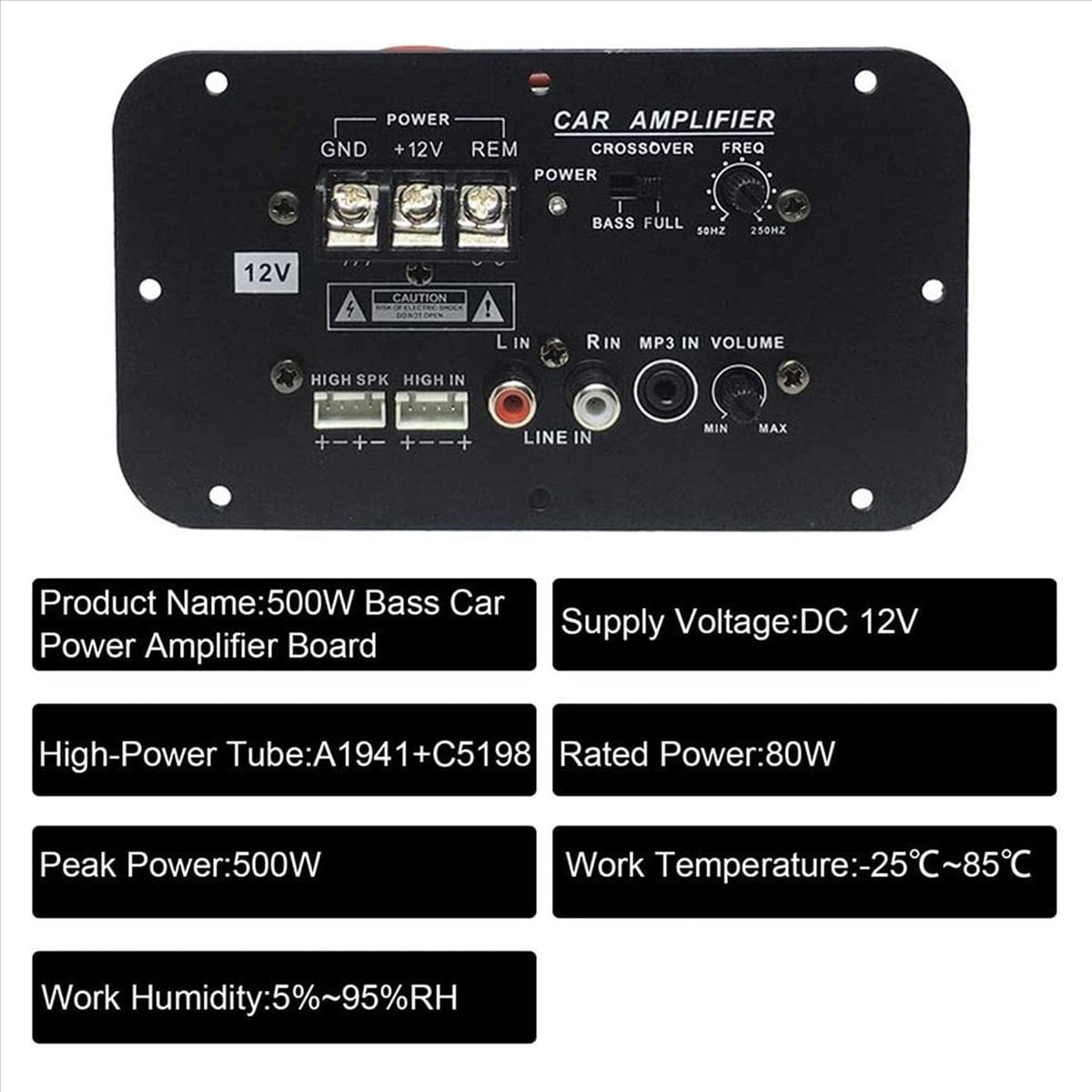 3X Car Subwoofer Amplifier Board, 500W Subwoofer High Power HiFi Bass Amplifier Board DC 12V,3 x Bass Car Power Amplifier Board