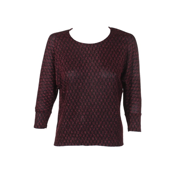 Alfani Petite Printed Metallic Sweater Banner Red PXS