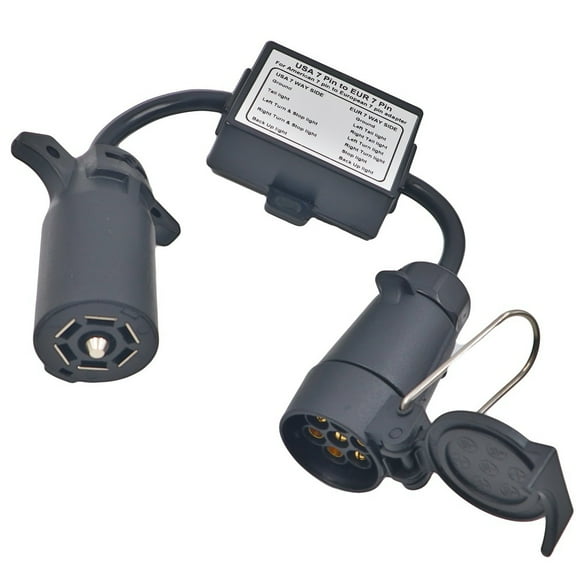 USA to EU Trailer Light Converter US 7-Way Blade Socket to EU 7-Pin Round Plug