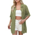 thumbnail image 1 of Manga Corta Cardigan Botón de Solapa Suelto de Punto Suéter Superior, Casual Cardigan de Manga Corta para las Mujeres Capa de Moda, 1 of 7