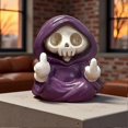 thumbnail image 3 of Skull Grim Reaper Statue, Halloween Walking Dog Ghost Statue, Cute Halloween Tabletop Figurines Ornament, 3 of 5