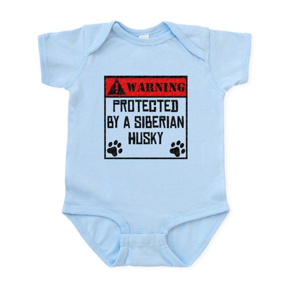CafePress - Protected By A Siberian Husky Body Suit - Baby Light Bodysuit, Size Newborn - 24 Months