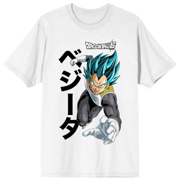 Dragon Ball Super Vegeta Kanji Men's White Crew Neck Short Sleeve T-shirt-Medium