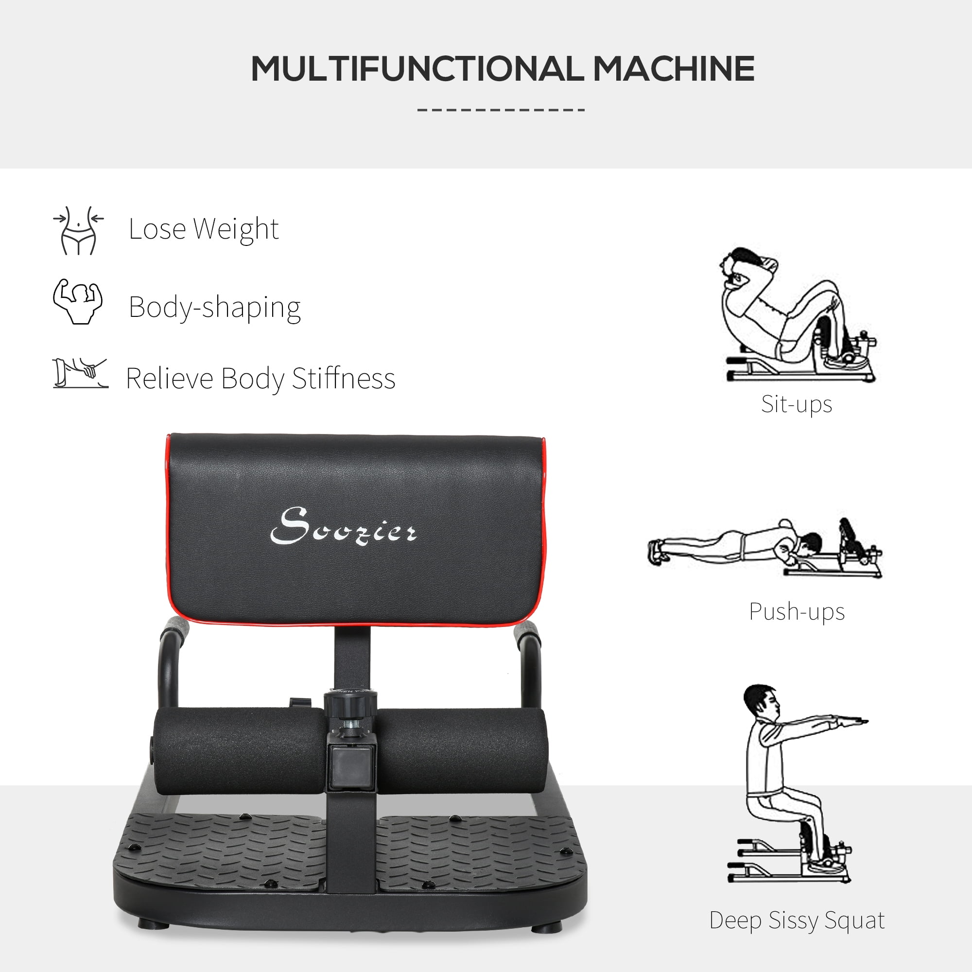 Soozier adjustable sissy squat ab sit up home gym workout exercise leg machine sale