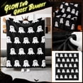 thumbnail image 2 of Cute White Ghost Pattern Halloween Flannel Blanket, Soft Lightweight Decorative Throw Blanket, Spooky Ghost Blanket for Indoor Home Party Autumn Season Decoration, 2 of 6
