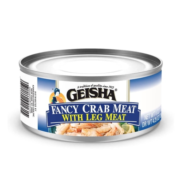 GEISHA Fancy Crab Meat with Leg Meat 6OZ. (Pack of 12), Swimming Crab| Hand Packed - Good Source of Protein - Wild Caught -15% of Leg Meat