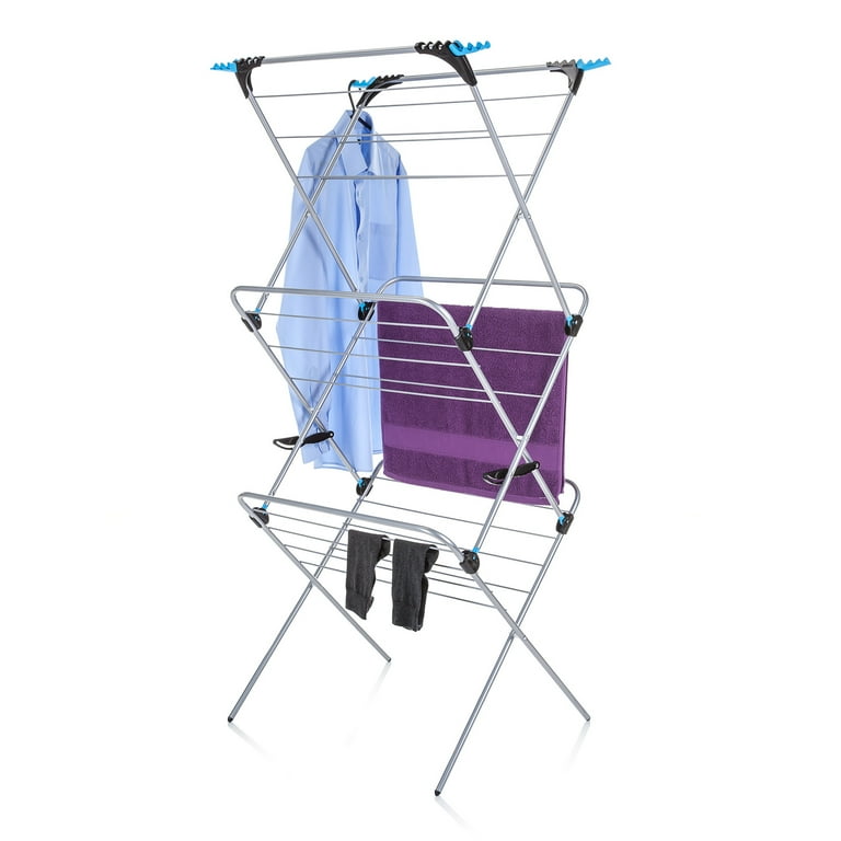 Hastings Home 3-Tier 45-in Metal Drying Rack, Freestanding Laundry Drying  Rack with Wheels in the Clotheslines & Drying Racks department at