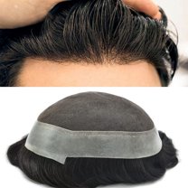 LYRICAL HAIR Lace Center Toupee for Men Human Hair Replacement System Transparen French Lace with PU Around Mens Toupee Hair Pieces Wig Black Brown Blonde Gray Hair