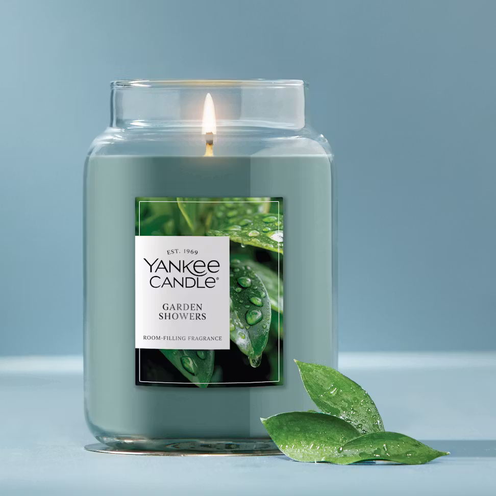 thumbnail image 2 of Yankee Candle GARDEN SHOWERS Original Large Scented Jar Candle, 22 oz - Dewy Greens, White Florals, & Earthy Moss, 2 of 3