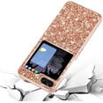 thumbnail image 3 of Bling Case for Samsung Galaxy Z Flip 5 5G,Slim Galaxy Z Flip 5 Case Women Girly Cute Sparkly Glitter Sequins Crystal Diamond Hard PC Back Flexible TPU Bumper Case,Rose Gold, 3 of 7