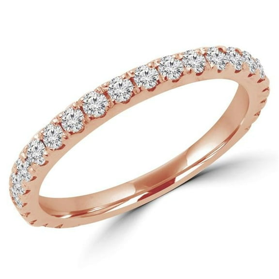 MD170319-4.75 0.4 CTW Round Diamond Semi-Eternity Wedding Band Ring in 14K Rose Gold, Size 4.75