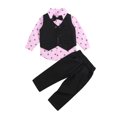 thumbnail image 1 of Genuiskids 3Pcs Toddler Baby Boy Formal Suits Single-Breasted Waistcoat Vest + Sailboat Print Long Sleeves Bow Tie Shirt Tops + Suit Trousers Wedding Party School Stage Performance Sets, 1 of 7