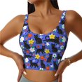thumbnail image 2 of Lsque Black Cats And Flowers Printed Women'S Sports Bra, Compression, Moisture Wicking, High-Impact Sports Bra For Women,Supportive sports bra-Small, 2 of 9