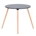 thumbnail image 2 of Topcobe Dining Table, Modern MDF & Metal Kitchen Table for Home Office Furniture, Coffee Table With Round Beech Wood Legs, Black, 2 of 5