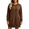 thumbnail image 2 of Helii Hoodie Dress Women Oversized Long Sleeve Sweatshirt Dress Mid Thigh Casual Pullover Hooded Tunic with Pockets Soft Comfy Loose Fall Winter Lounge Dress 8 Colors, 2 of 9