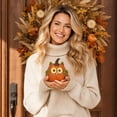 thumbnail image 6 of Handcrafted Resin Owl Pumpkin Figurine with Floral Eyes and Leaf Ears for Fall Halloween Thanksgiving Tabletop Decor Indoor Party Decoration, 6 of 8