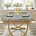 thumbnail image 5 of Tribesigns 63" Rectangle Dining Table, Gray/Gold, 5 of 7