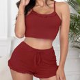 thumbnail image 2 of Tnhcen Women's Solid Color Ruffled Tank & Shorts Sleepwear Set Casual Home Pajama with Thin Straps for S to 3XL, 2 of 6