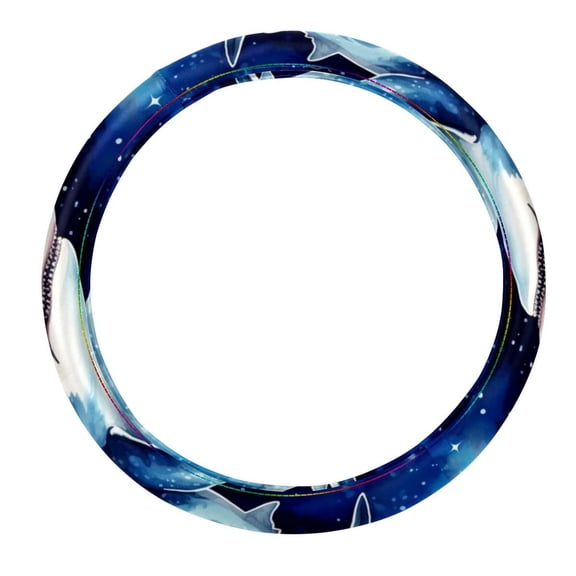 Starry Shark 14.5 Inch Printing PVC Leather Car Wheel Cover Auto Accessories Steering Wheel Covers Steering Wheel Cover