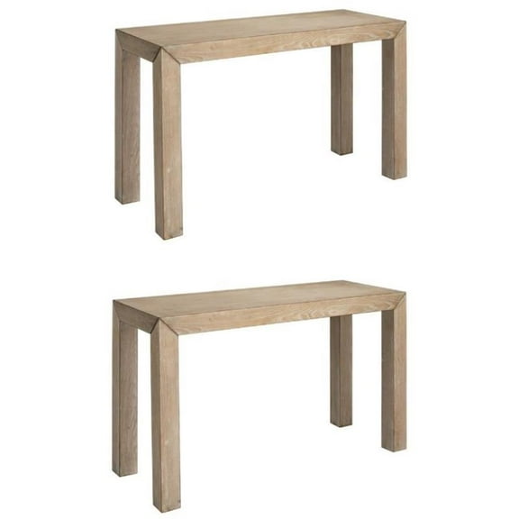 Home Square MDF Wood and Veneer Side Table in Natural Oak - Set of 2
