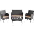thumbnail image 2 of Kullavik 4 Pieces Outdoor Patio Furniture Set,PE Wicker Rattan Chairs Garden Conversation Sets with Tempered Glass Table and Soft Cushions for Lawn,Pool or Backyard,Sand, 2 of 7
