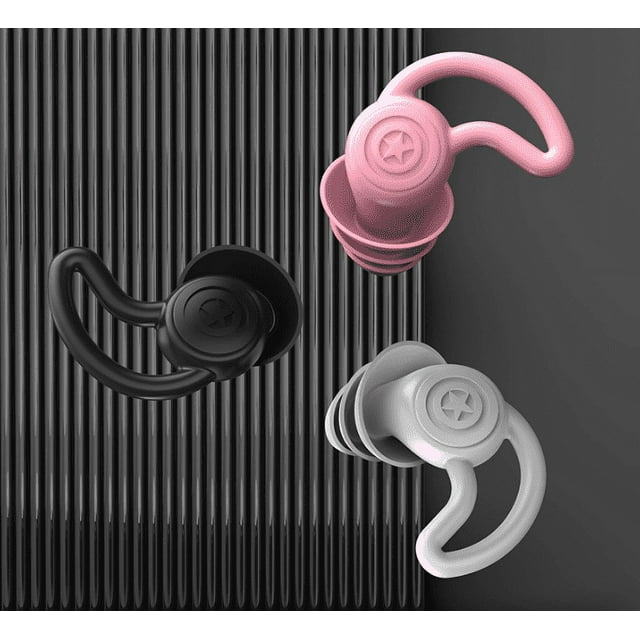Tapones para los oídos de silicona con cancelación de ruido para dormir, bloqueo de sonido, reutilizables, reducción de ruido para dormir, roncar, trabajar, conciertos, estudiar y viajar 3 p