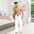 thumbnail image 7 of Cotton Mens PJ Pajama Pants Bottoms Waistband Sleepwear with Pockets White Soft Brush Stroke, 7 of 7