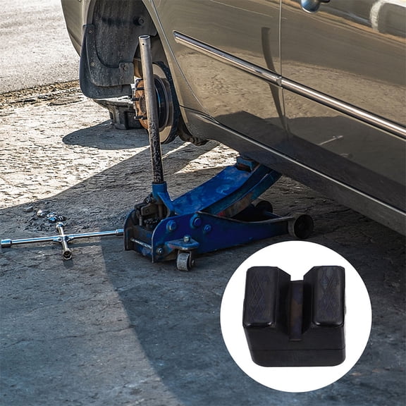 ROMANSENTIAL Black Rubber Jack Pad Adapter for Car Jacks Durable Support 2Pcs