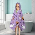 thumbnail image 6 of Purple Halloween Pattern Hooded Bath Towel，50"x30" for Ages 3 To 12 Kids, Quick Dry Lightweight Soft Microfiber Hood Beach Towel Cover Up for Kids, 6 of 7