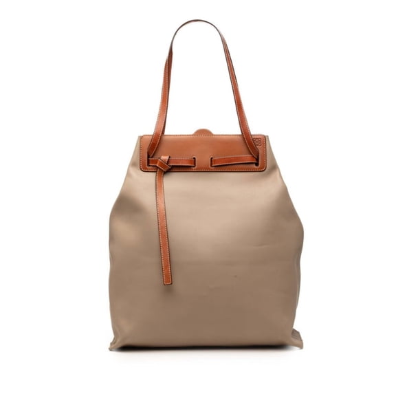 Pre-Owned Loewe Anagram Lazo Tote Bag Handbag Beige Brown Leather Women's LOEWE