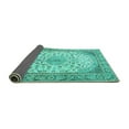 thumbnail image 2 of Ahgly Company Indoor Square Medallion Turquoise Blue Traditional Area Rugs, 3' Square, 2 of 4