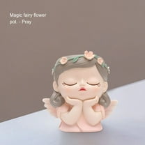 Luxcidy Face Planter Pot - Face Flower Pots for Indoor and Outdoor Plants - Cute Small Fairy Succulent Plant Pot - Resin Head Planter Pots with Drainage Hole - Plant Vase for Home Decor (B)