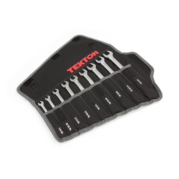 TEKTON Ratcheting Combination Wrench Set, 9Piece (1/43/4 in.) Pouch