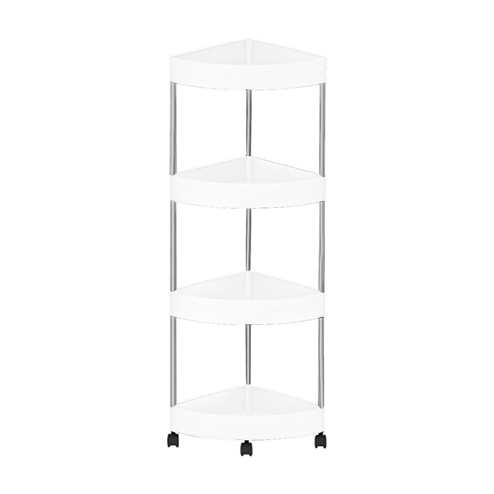 4 Tier Corner Bathroom Organizer Countertop with Rollers, Bathroom Counter Shelf Vanity Organizer and Storage Cabinet for Makeup Skin Care Perfume Organizer Tray or Kitchen Spice Rack