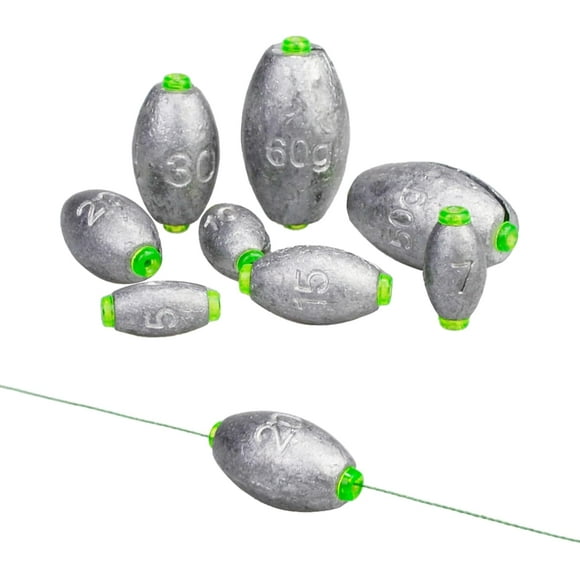 shiyou-VINFUTIN Egg Weight Sinker,Oval Shaped Lead Fishing Sinker Fishing Line Bottom Sinker Drop Shot Weights Multiple Size Bass Casting Worm Bullet Sinker
