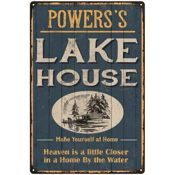 POWERS'S Lake House Blue Cabin Home Decor Gift 8x12 Metal 208120038304