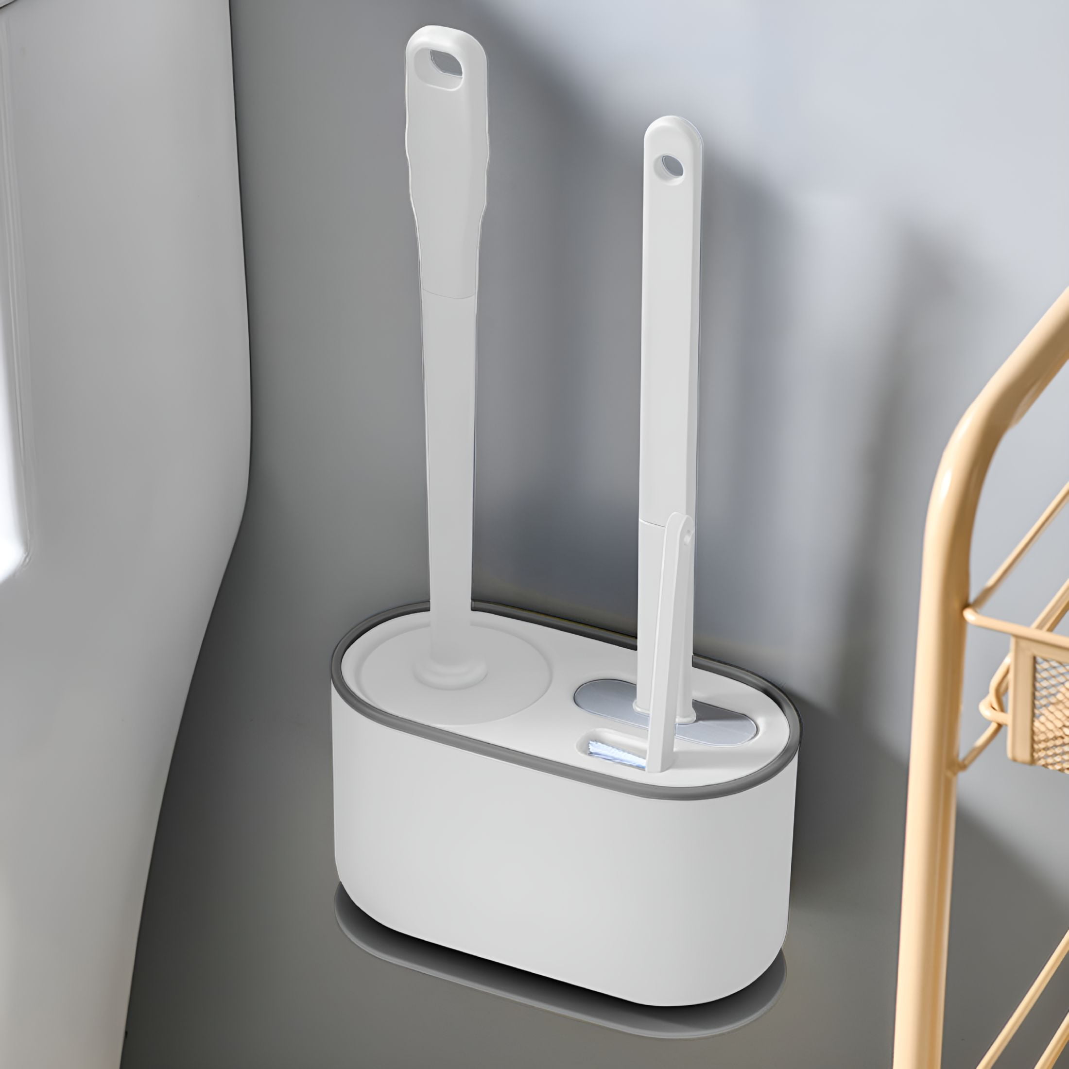ACDANC Silicone Toilet Brush Plunger Set,2 in 1 Toilet Bowl Brush and Holder Plunger Set,Plunger Toilet Brush Combo,Bathroom Toilet Brush,Toilet Brush Set,Toilet Scrubber and Plunger Set