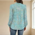 thumbnail image 4 of Sexlip Women's Fashion Floral Print Shirts Pleated Crewneck Puff Sleve Shirts Fall Trendy Long Sleeve Tops Green L, 4 of 6