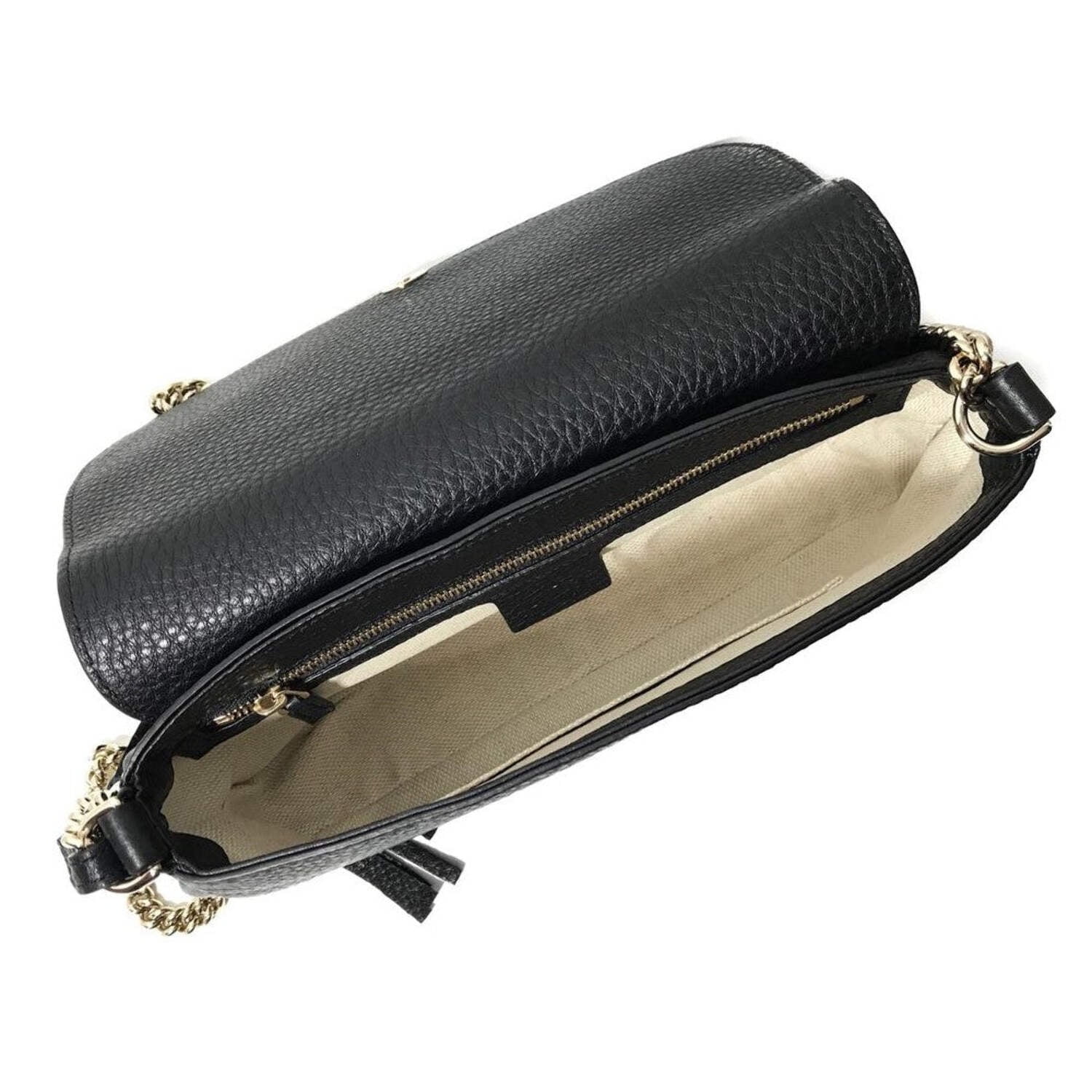 Gucci Soho Disco Black Crossbody Handbag with Tassel Chain Accessory Walmart